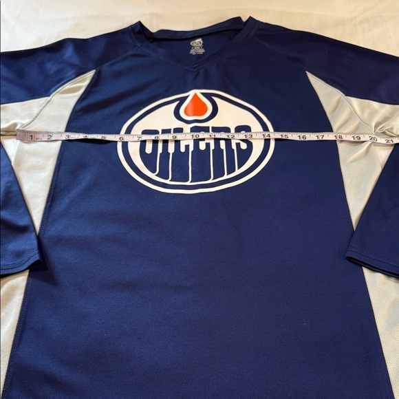 Edmonton Oilers Jersey Navy and Gray Oilers Long Sleeve Shirt - Picture 2 of 9